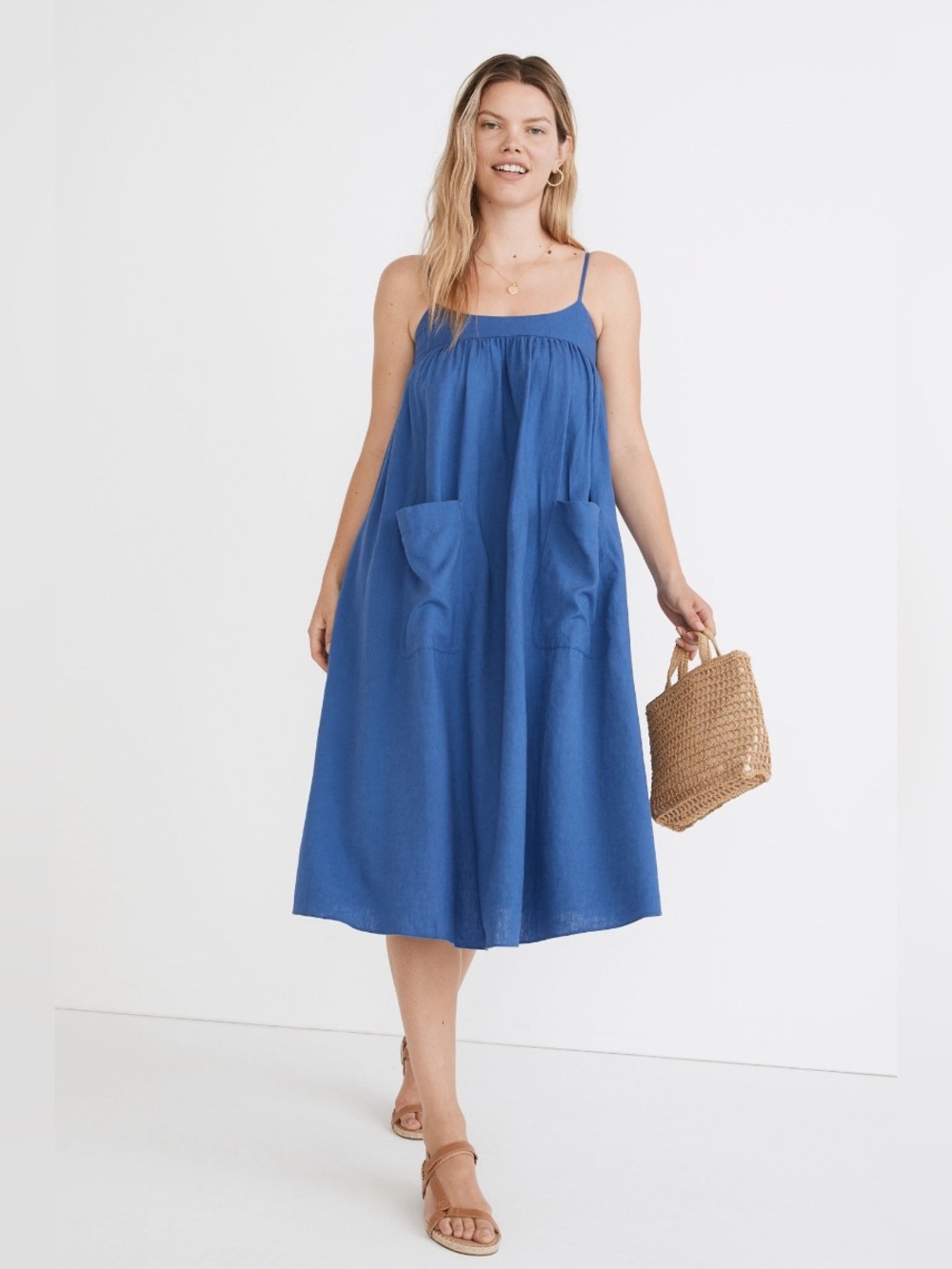 Madewell Blue Spaghetti-Strap Maxi Dress
